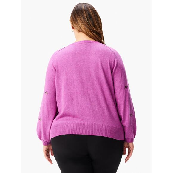 Nic + Zoe Hidden Gems Sweater in Vivid Magenta Plus Size 3X - Picture 2 of 11